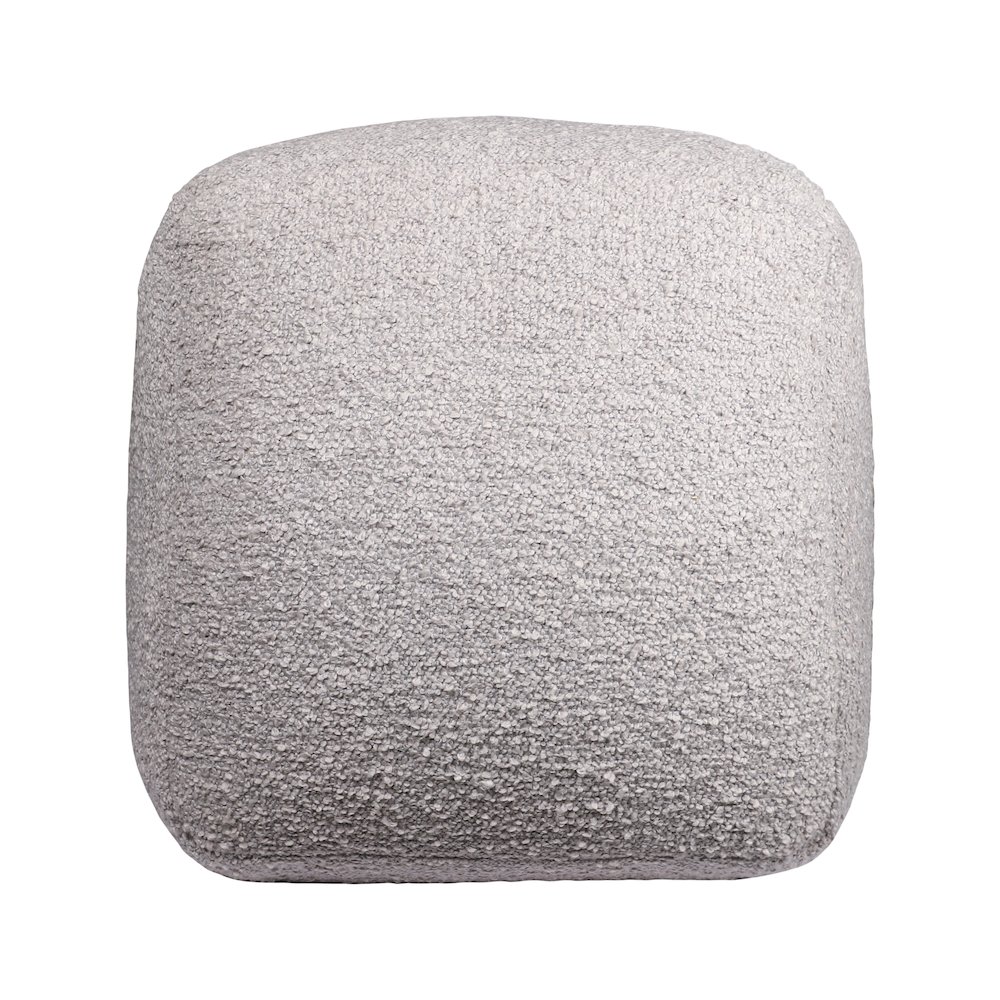 Boucle Performance Indoor Pouf in Gray,  18" x 18" x 18". Picture 5