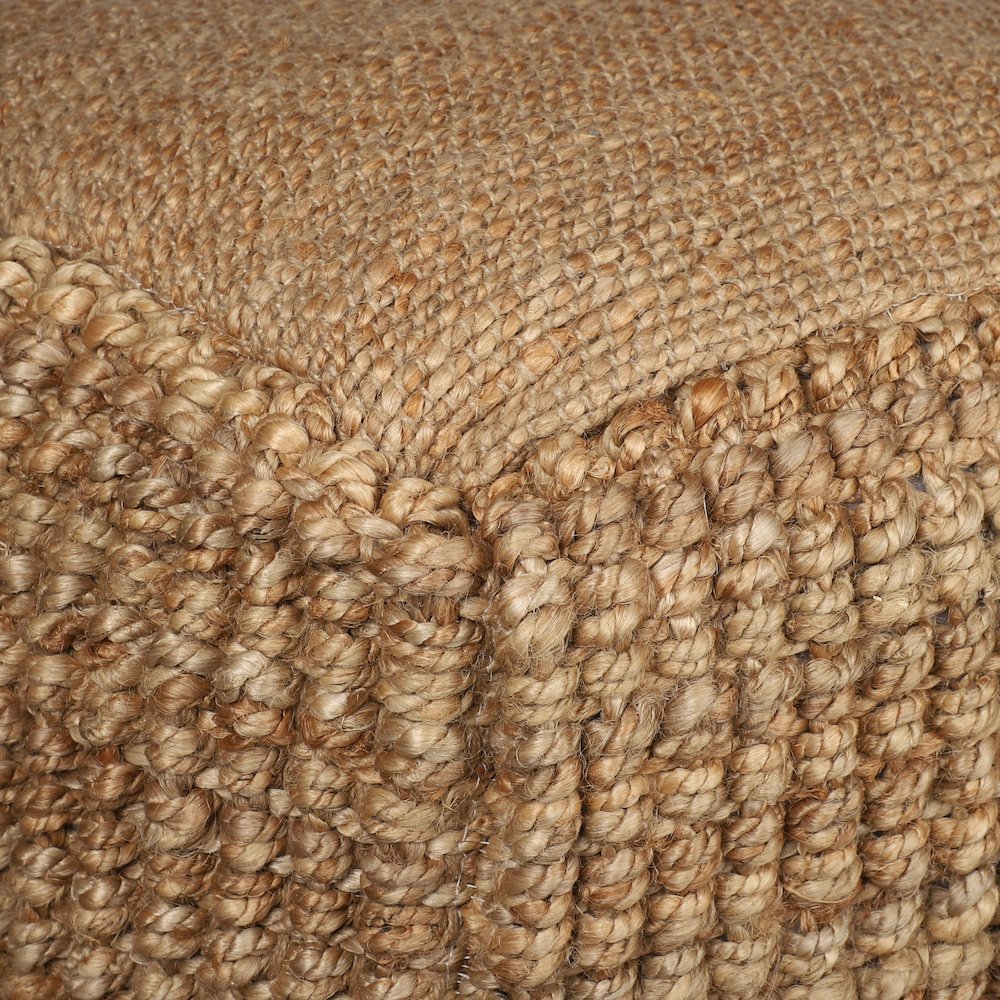 Jute Poufs Jute Blend Indoor Pouf in Brown/Brown,  18" x 18" x 18". Picture 9
