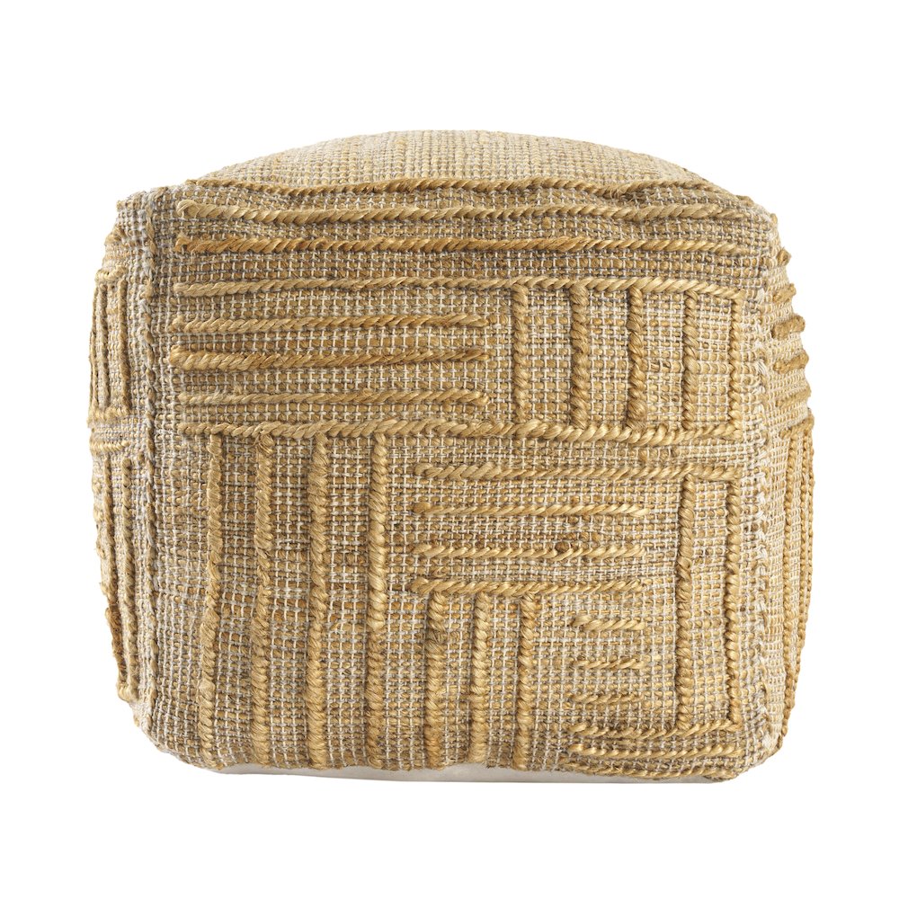 Maples Jute Blend Indoor Pouf in Brown,  18" x 18" x 18". Picture 1
