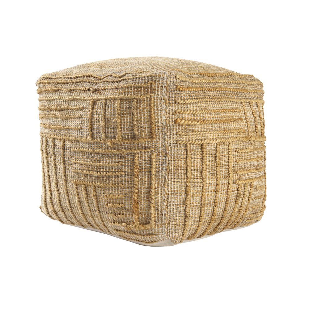 Maples Jute Blend Indoor Pouf in Brown,  18" x 18" x 18". Picture 3