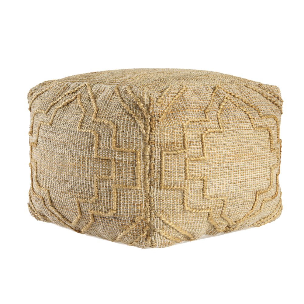Maples Jute Blend Indoor Pouf in Brown,  18" x 18" x 18". Picture 3