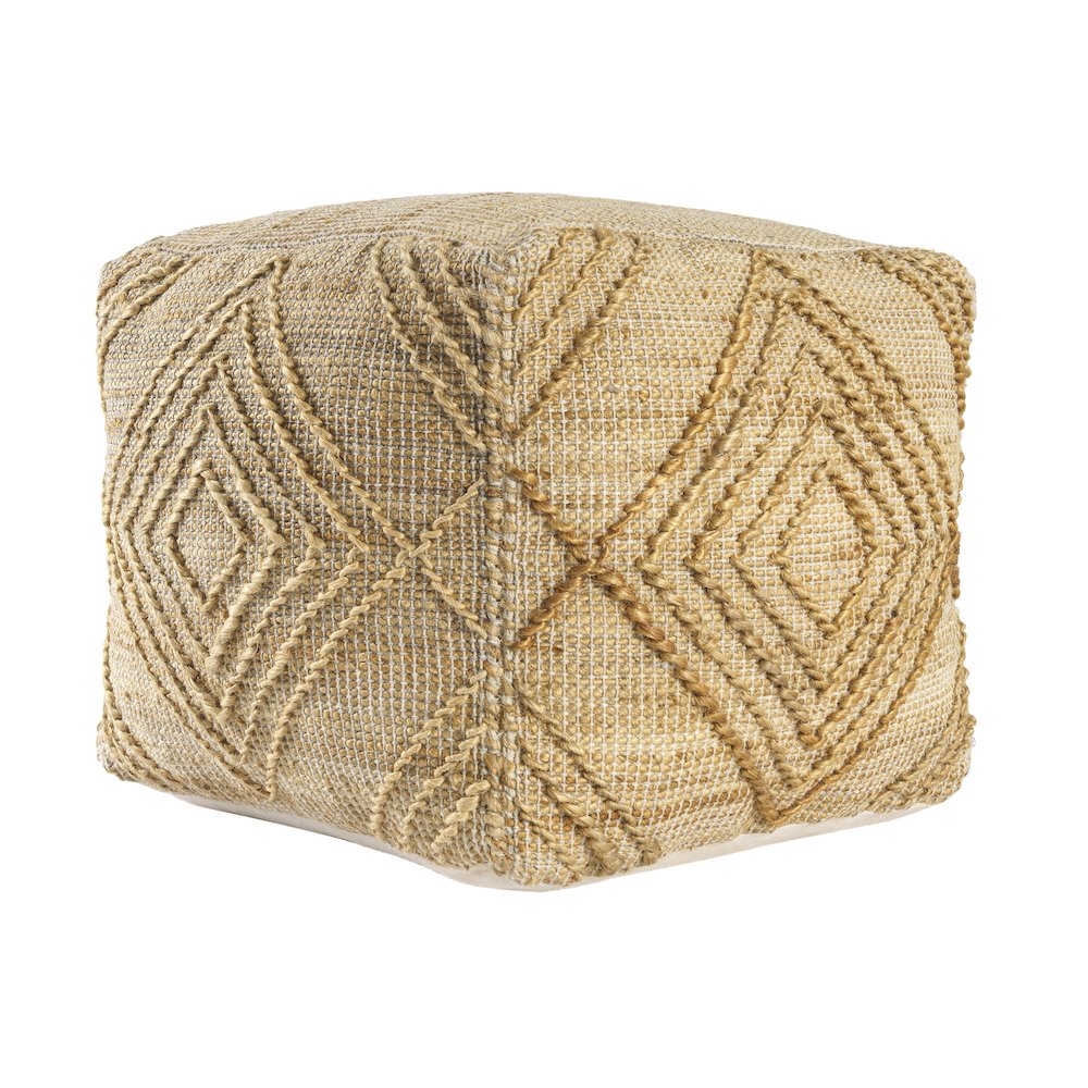 Maples Jute Blend Indoor Pouf in Brown,  18" x 18" x 18". Picture 3