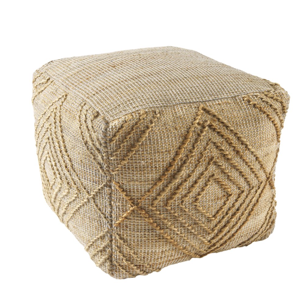 Maples Jute Blend Indoor Pouf in Brown,  18" x 18" x 18". Picture 7