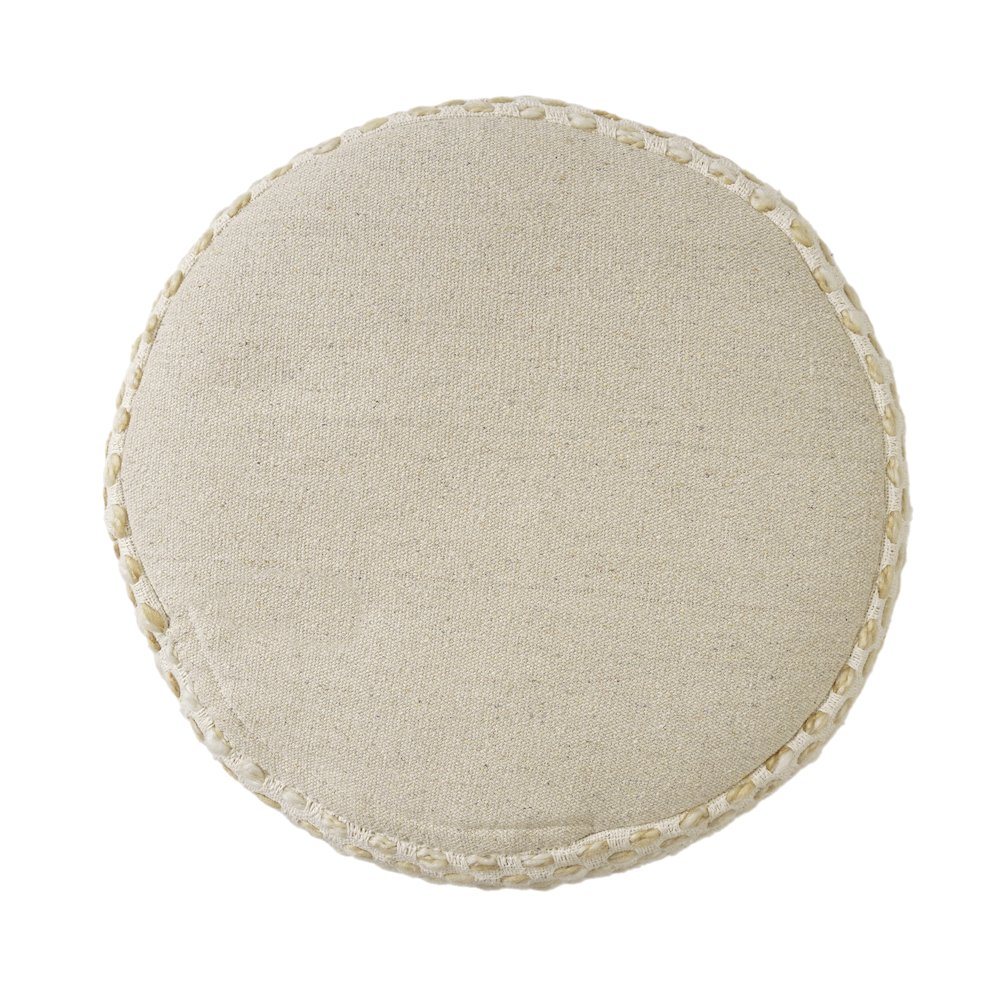 Dash Pouf Cotton Blend Indoor Pouf in White/Beige, 18" x 18" x 14". Picture 6