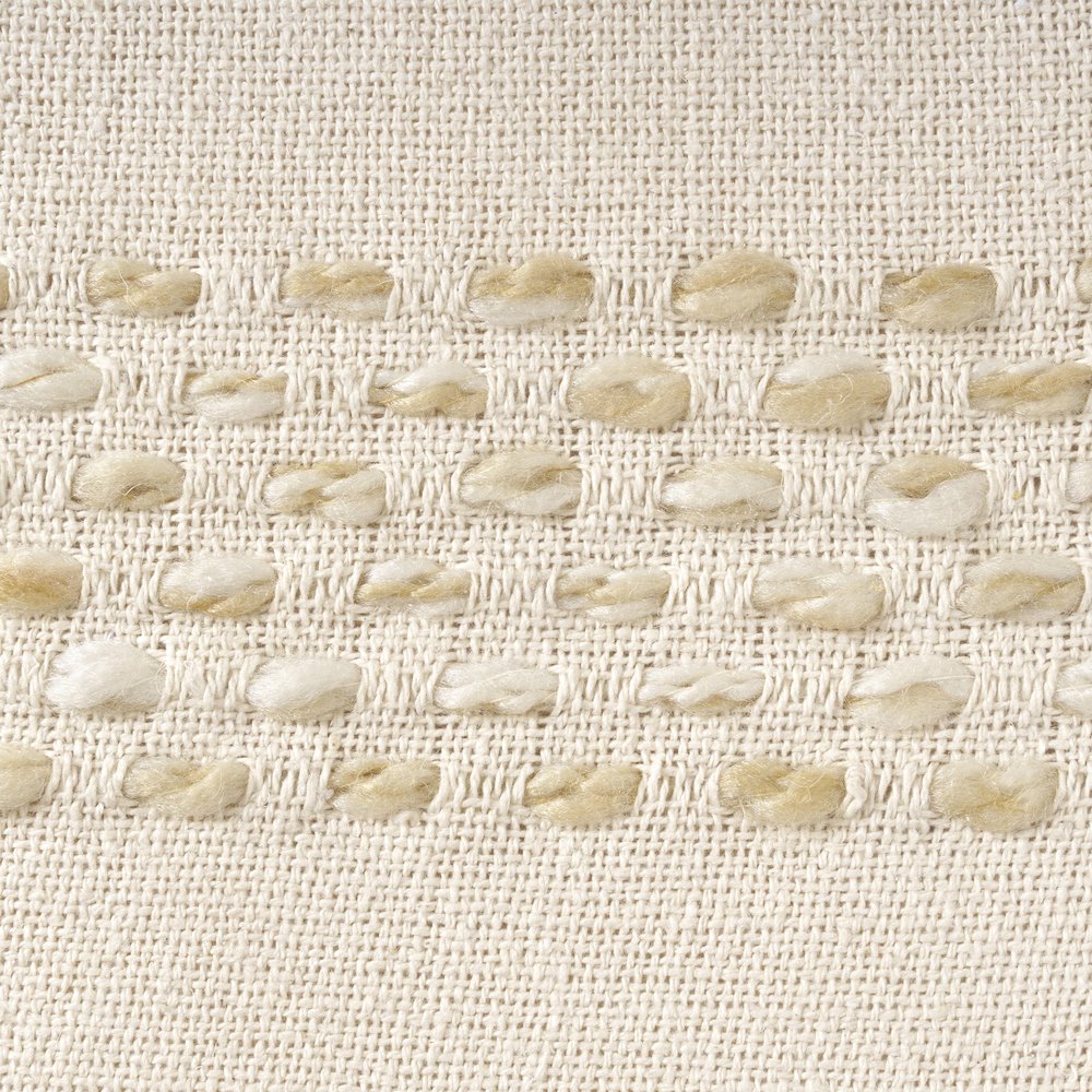 Dash Pouf Cotton Blend Indoor Pouf in White/Beige, 18" x 18" x 14". Picture 7