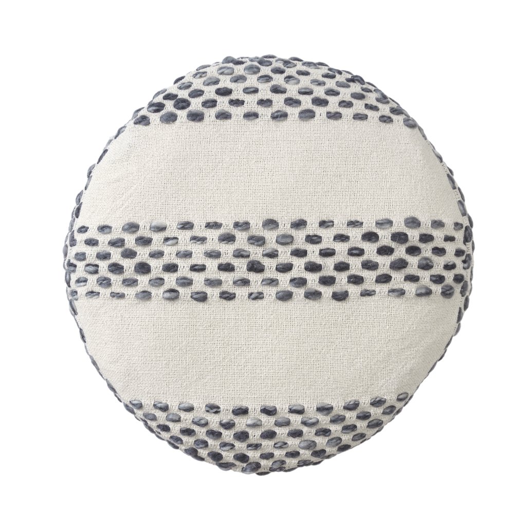 Dash Pouf Cotton Blend Indoor Pouf in White/Blue, 18" x 18" x 14". Picture 5