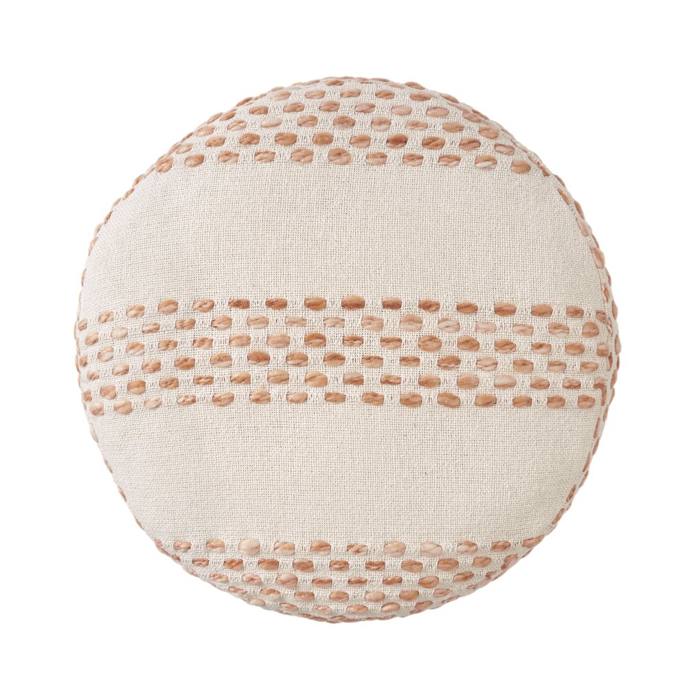 Dash Pouf Cotton Blend Pouf Indoor in White/Brown 18" x 18" x 14". Picture 5