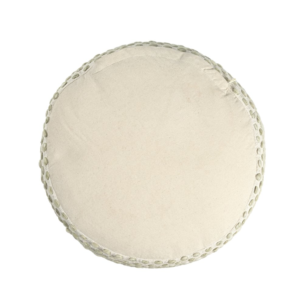 Dash Pouf Cotton Blend Pouf Indoor in White/Green 18" x 18" x 14". Picture 5