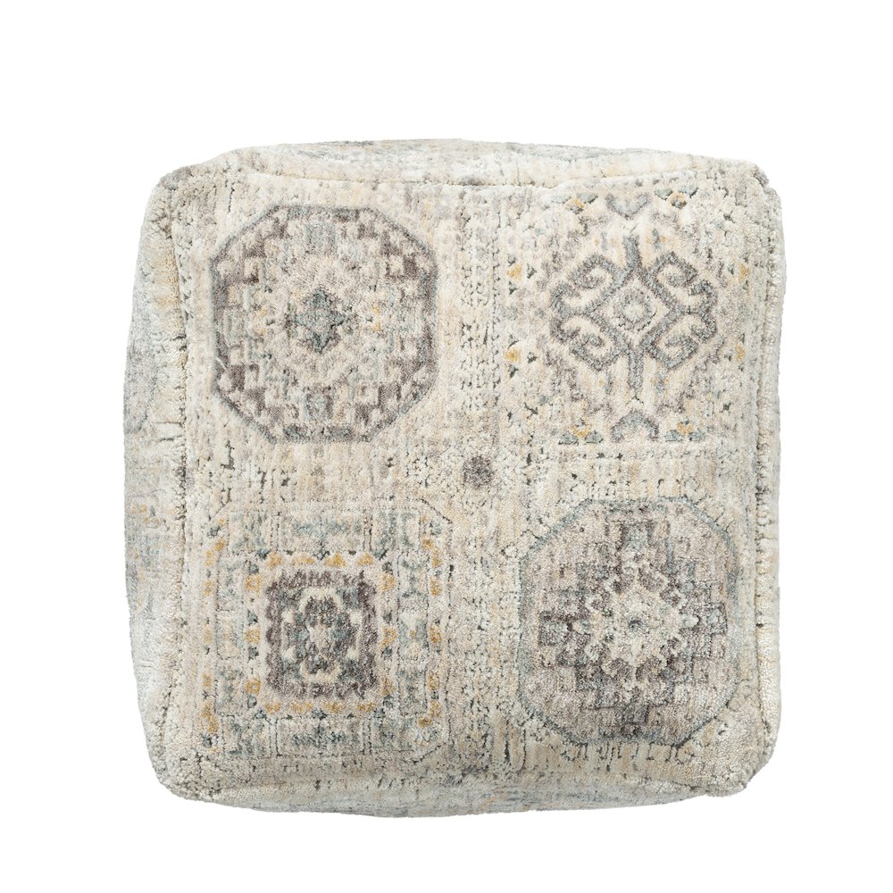 Vienna Performance Pouf Indoor in Gray/Ivory 18" x 18" x 18". Picture 4