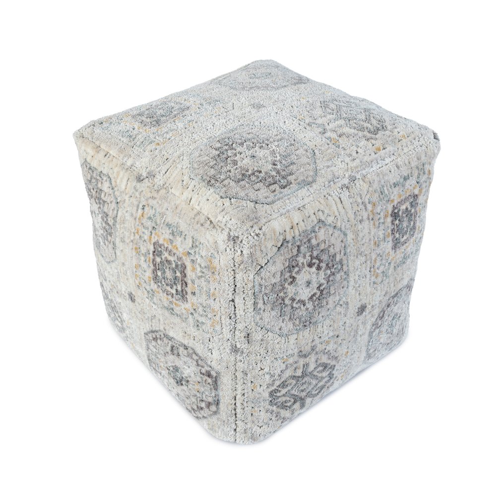 Vienna Performance Pouf Indoor in Gray/Ivory 18" x 18" x 18". Picture 10