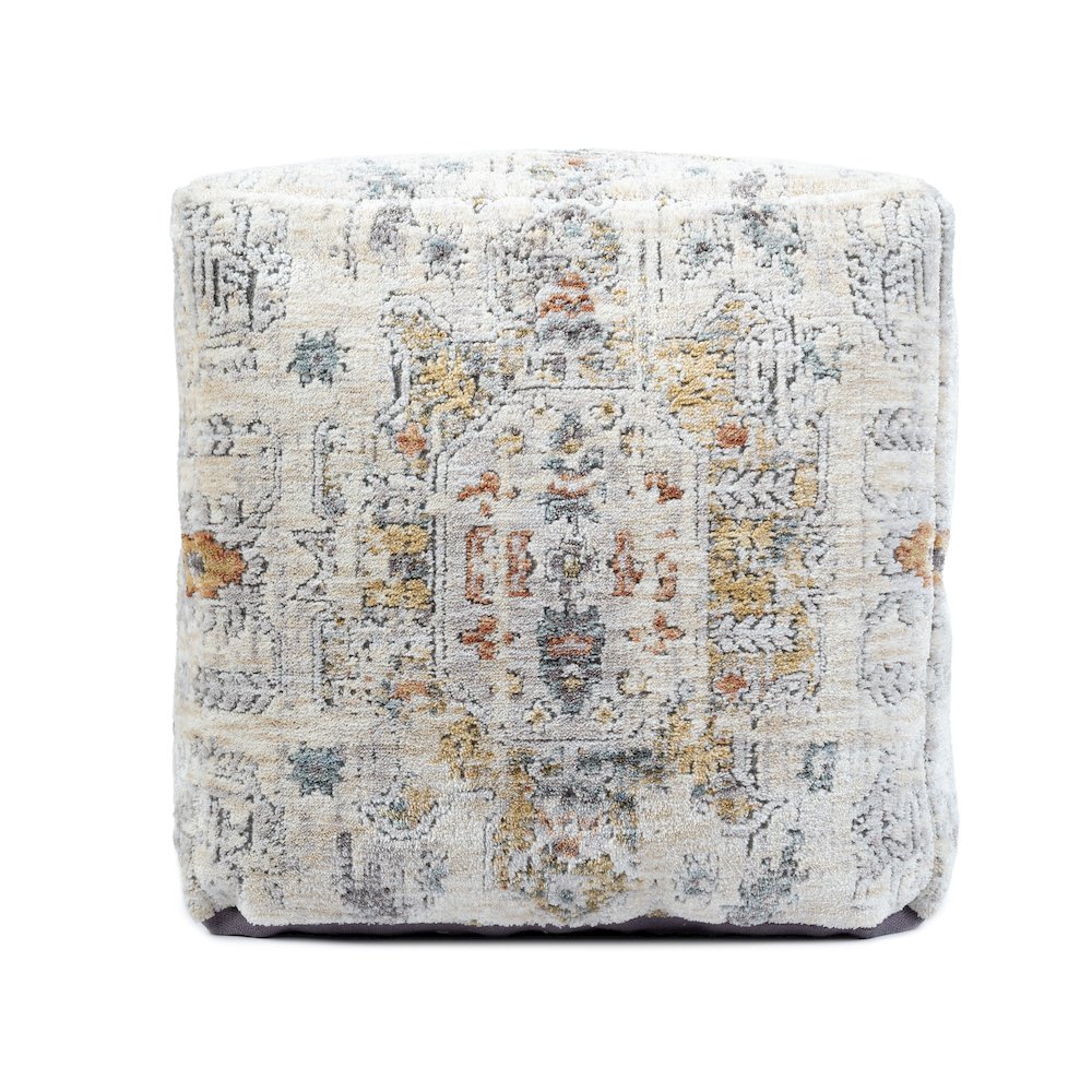 Vienna Performance Pouf Set of 2 in Gray/Multicolored 18" x 18" x 18". Picture 1