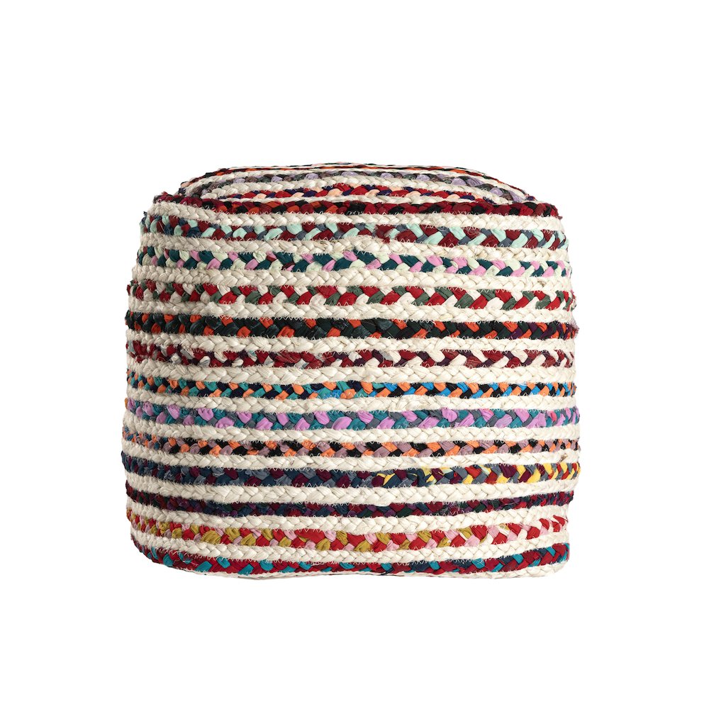 Shashi Pouf Pouf  Finish in Multicolored/White 18" x 18" x 18". Picture 1