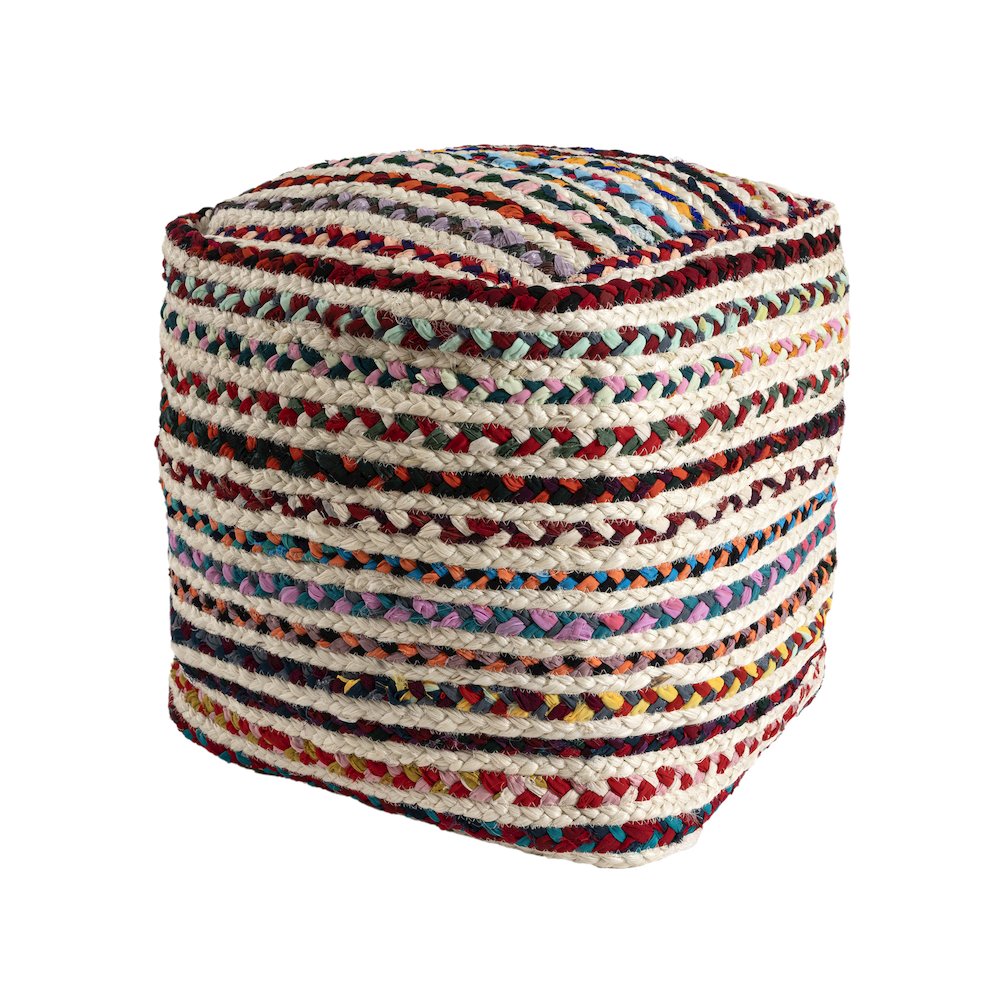 Shashi Pouf Pouf  Finish in Multicolored/White 18" x 18" x 18". Picture 3