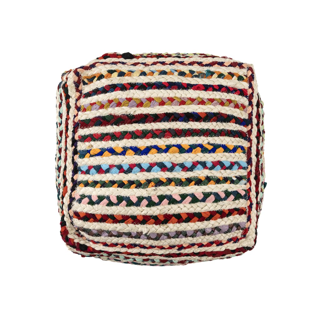 Shashi Pouf Pouf  Finish in Multicolored/White 18" x 18" x 18". Picture 4
