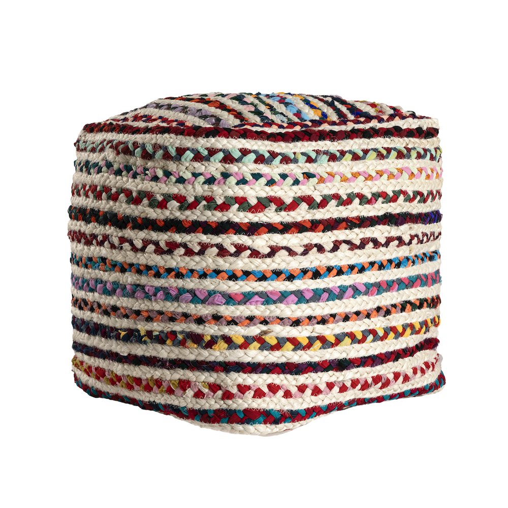 Shashi Pouf Pouf  Finish in Multicolored/White 18" x 18" x 18". Picture 8
