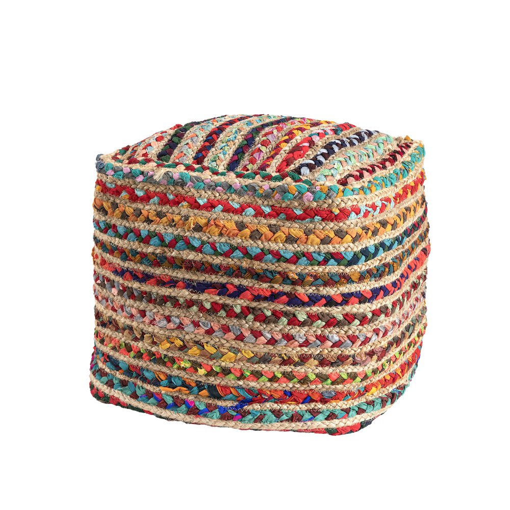 Shashi Pouf Pouf  Finish in Multicolored/Beige 18" x 18" x 18". Picture 3