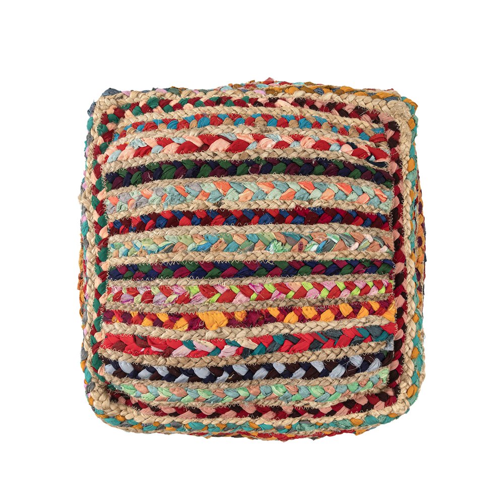 Shashi Pouf Pouf  Finish in Multicolored/Beige 18" x 18" x 18". Picture 4