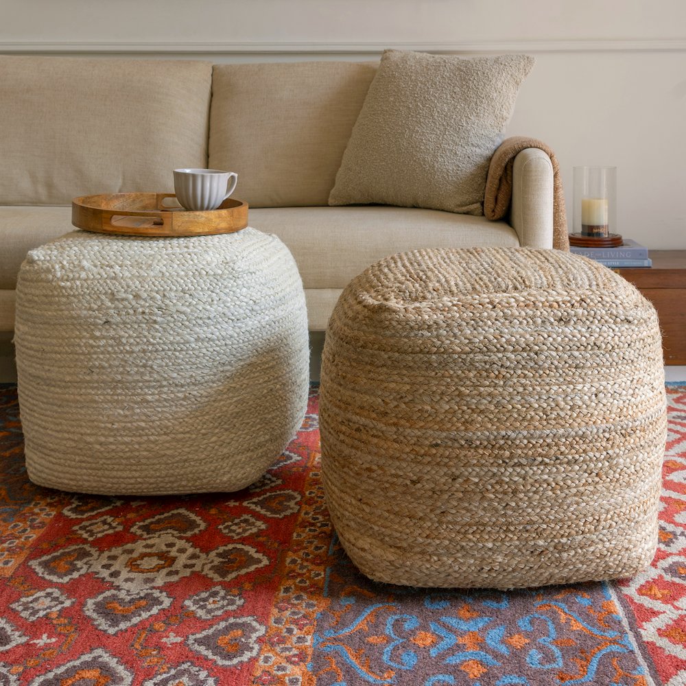 Shashi Pouf Pouf  Finish in White/Ivory 18" x 18" x 18". Picture 7