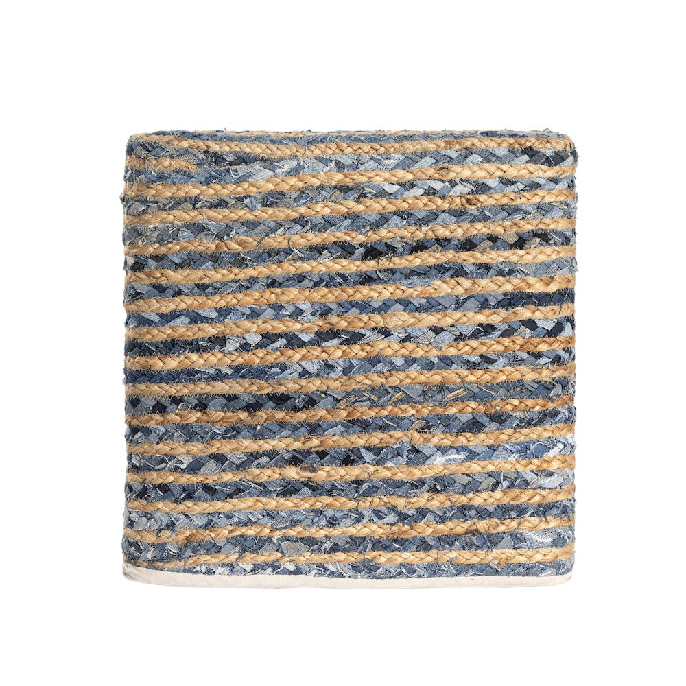 Serena Pouf in Blue/Beige 18" x 18" x 18". Picture 1