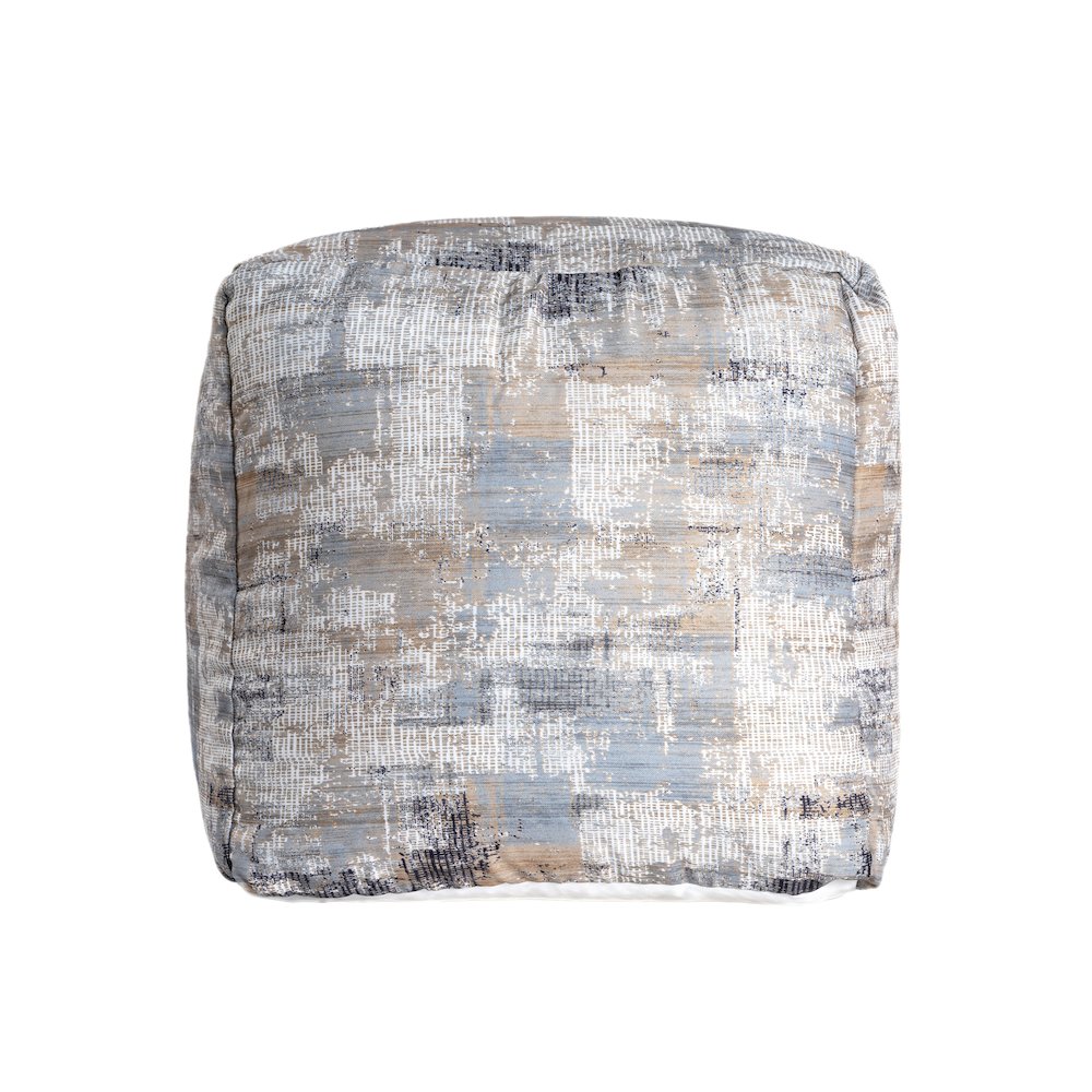 Isalyn Pouf in Blue/Brown 18" x 18" x 18". Picture 1