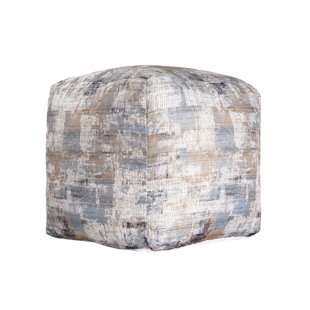 Isalyn Pouf in Blue/Brown 18" x 18" x 18". Picture 3