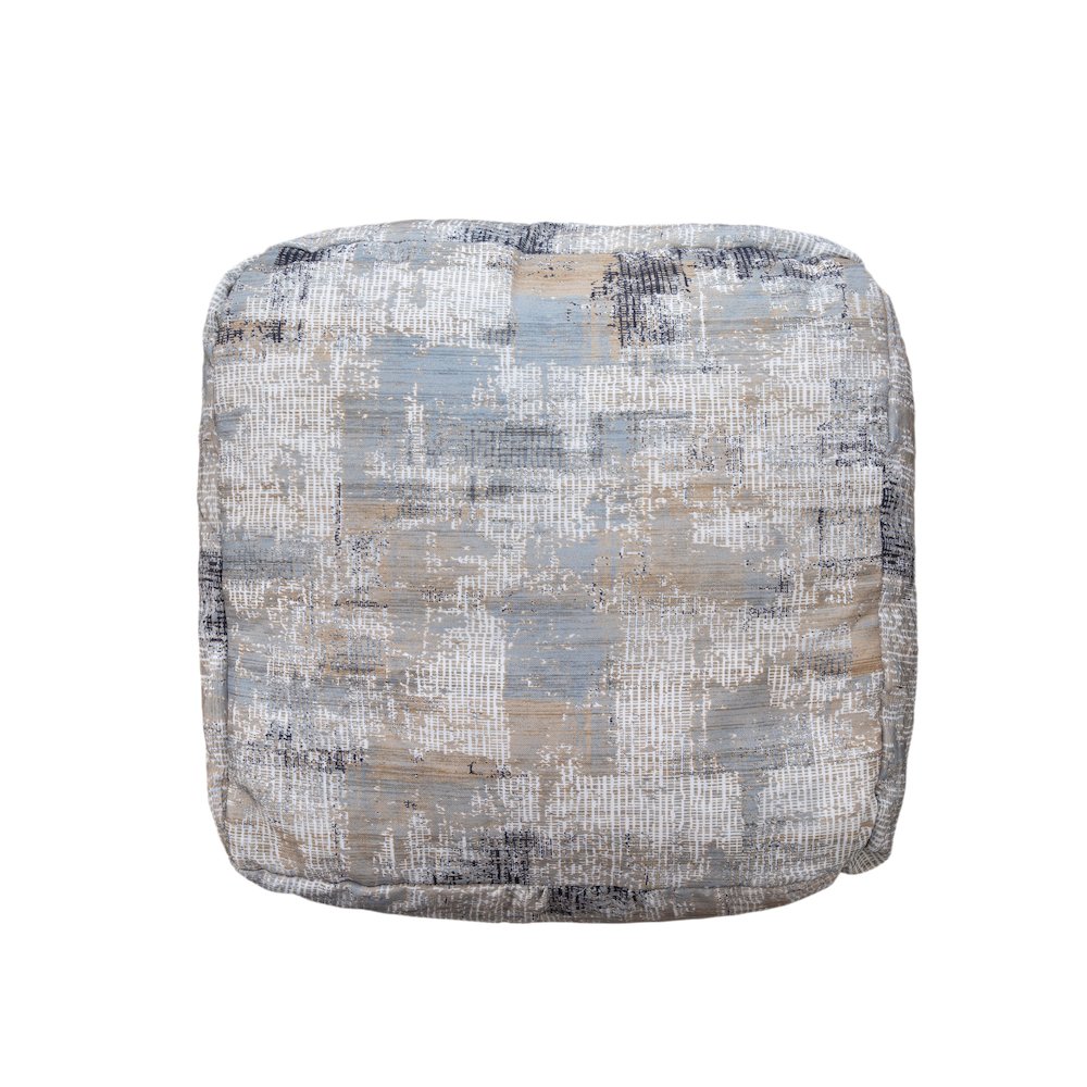 Isalyn Pouf in Blue/Brown 18" x 18" x 18". Picture 4