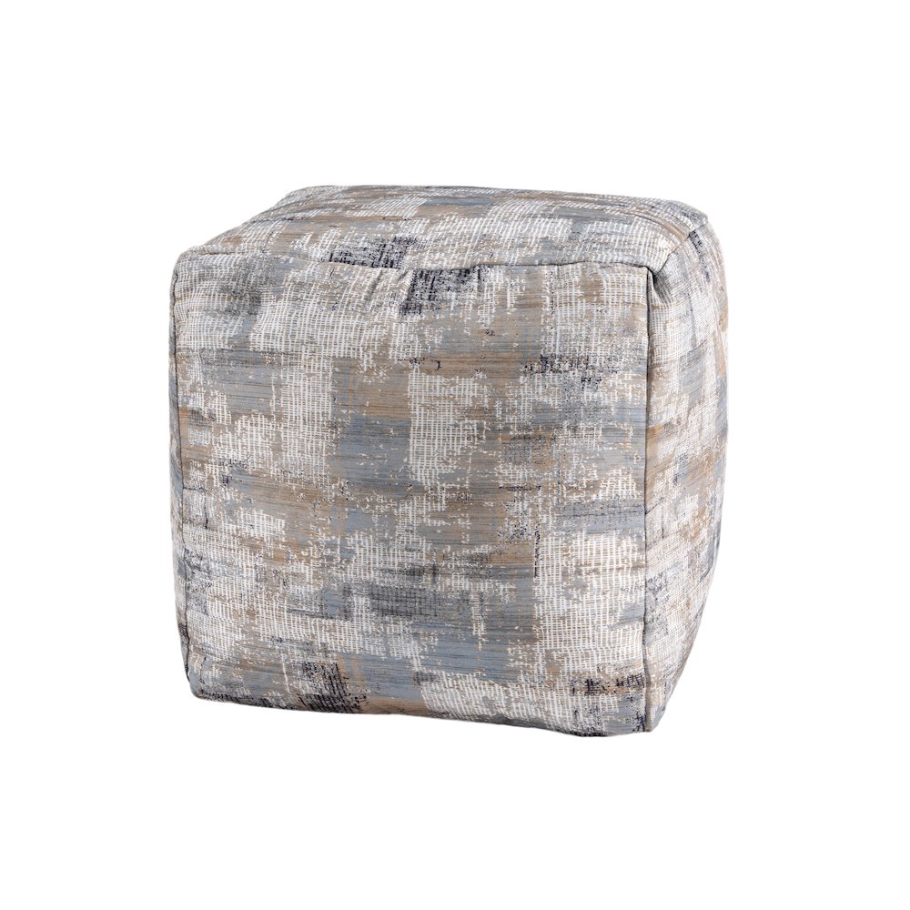 Isalyn Pouf in Blue/Brown 18" x 18" x 18". Picture 7