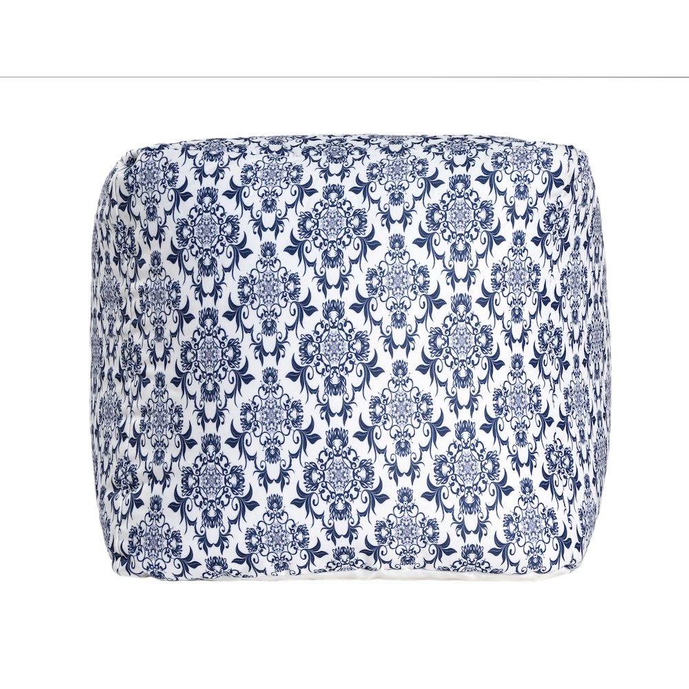 Isalyn Pouf in Blue/White 18" x 18" x 18". Picture 1