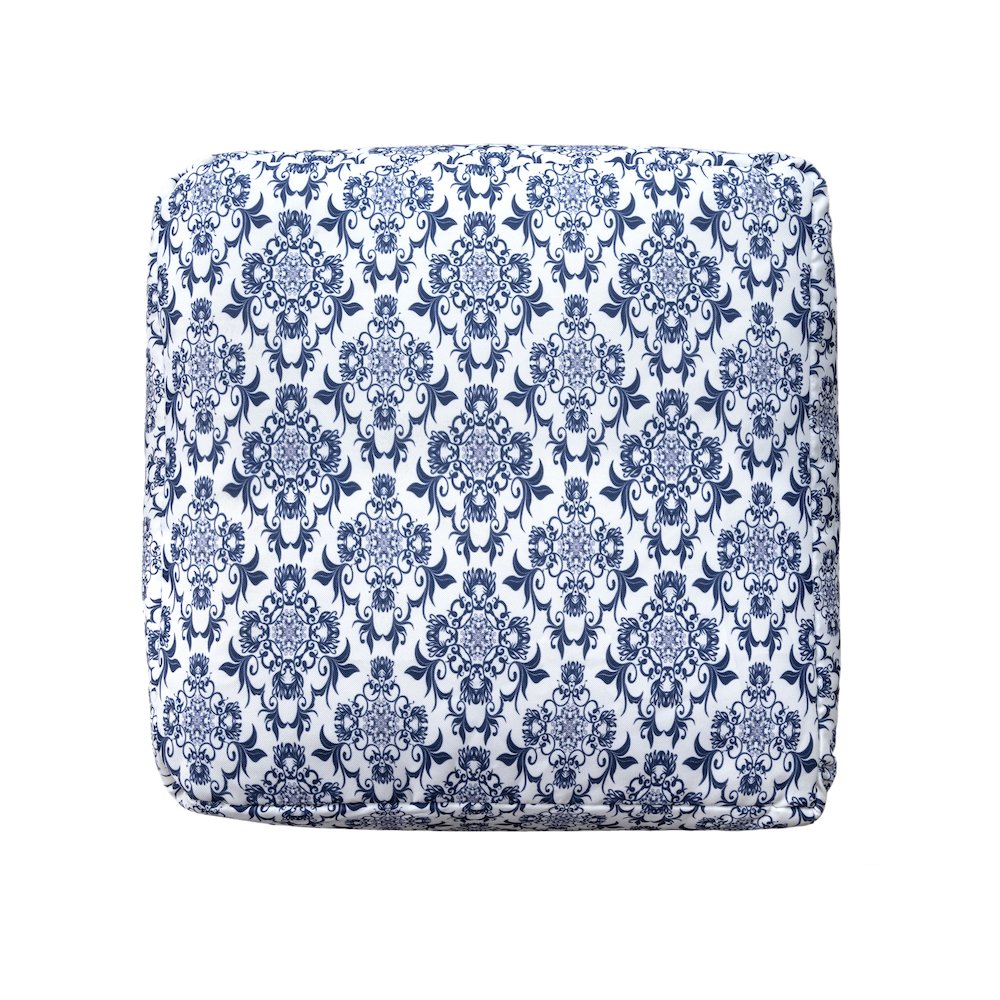 Isalyn Pouf in Blue/White 18" x 18" x 18". Picture 4