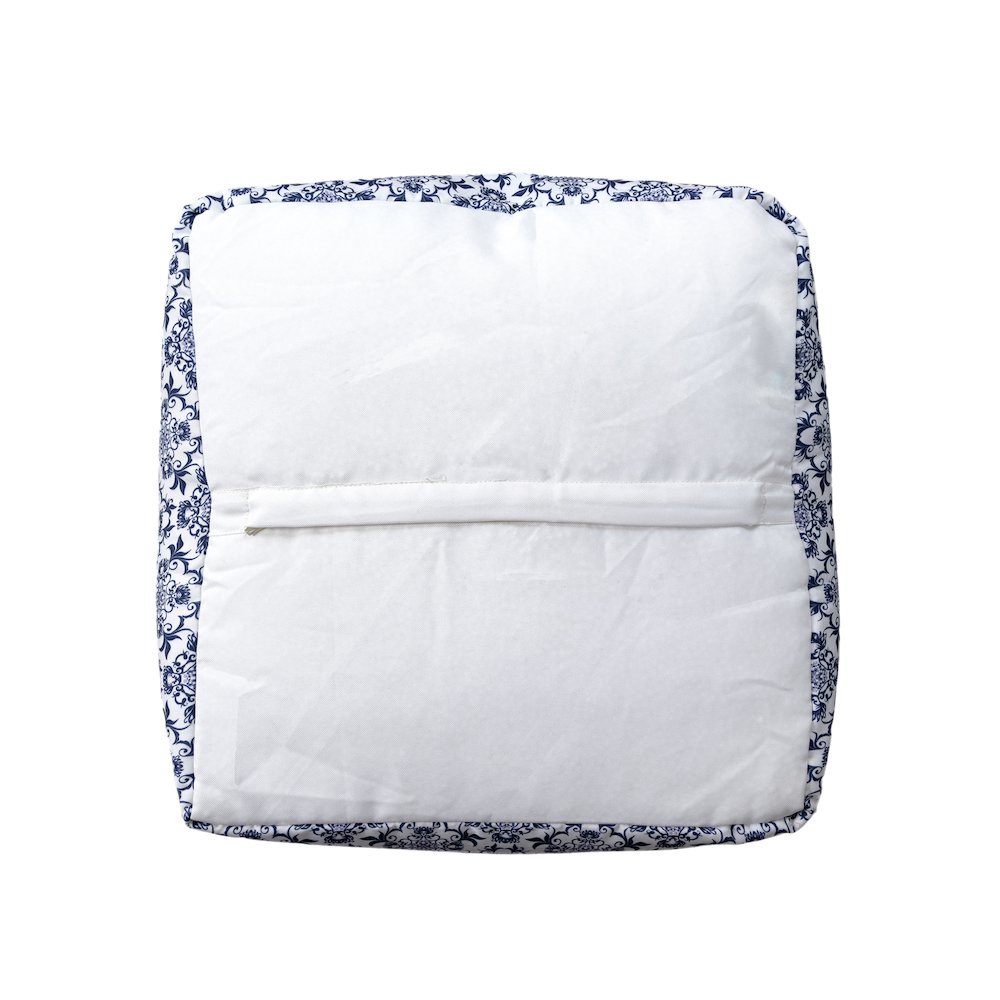 Isalyn Pouf in Blue/White 18" x 18" x 18". Picture 5
