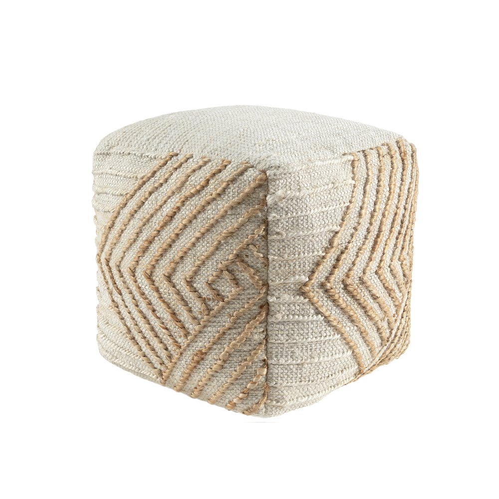 Mesa Pouf Pouf  Finish in White/Beige 18" x 18" x 18". Picture 7