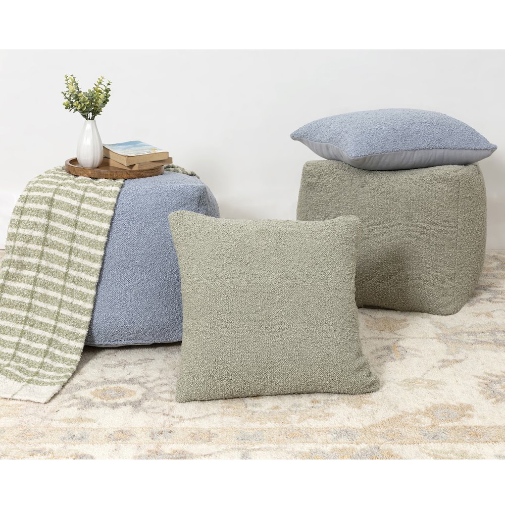 Boucle Pouf in Green 18" x 18" x 18". Picture 7