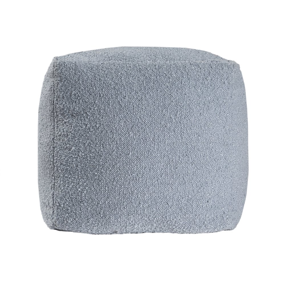 Boucle Pouf  Finish in Blue 18" x 18" x 18". Picture 1