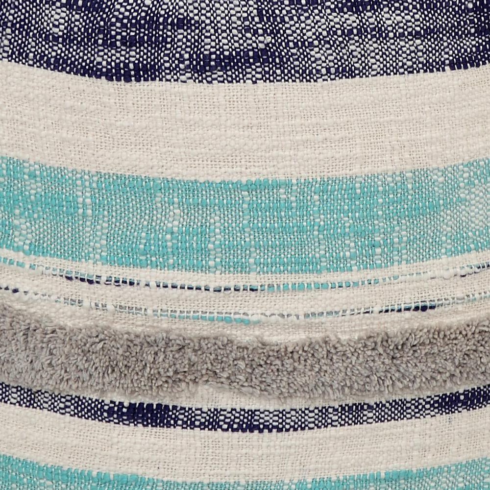Enigma Cotton Pouf Indoor in Blue/White 18" x 18" x 14". Picture 3