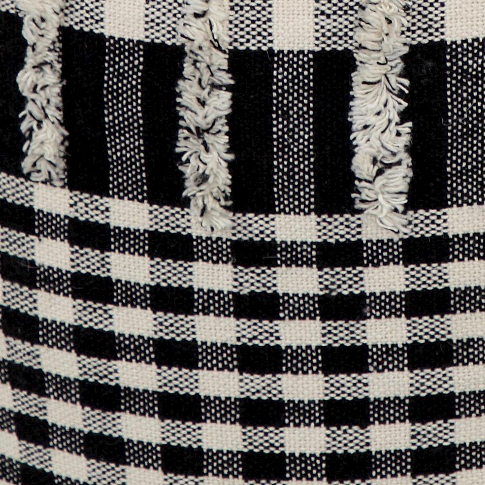 Enigma Cotton Indoor Pouf in Black/White, 18" x 18" x 14". Picture 4