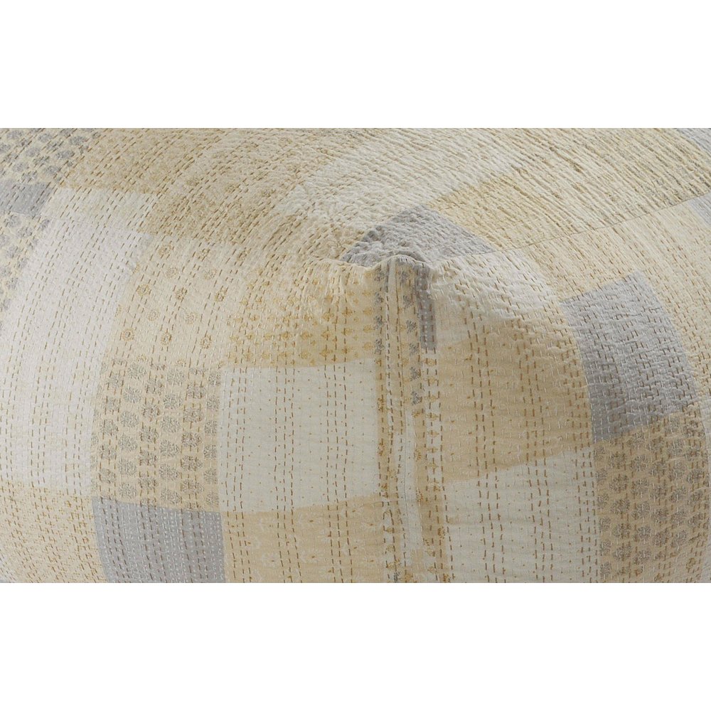 Kantha Cotton Pouf Indoor in Cream/Beige 48" x 48" x 20". Picture 2