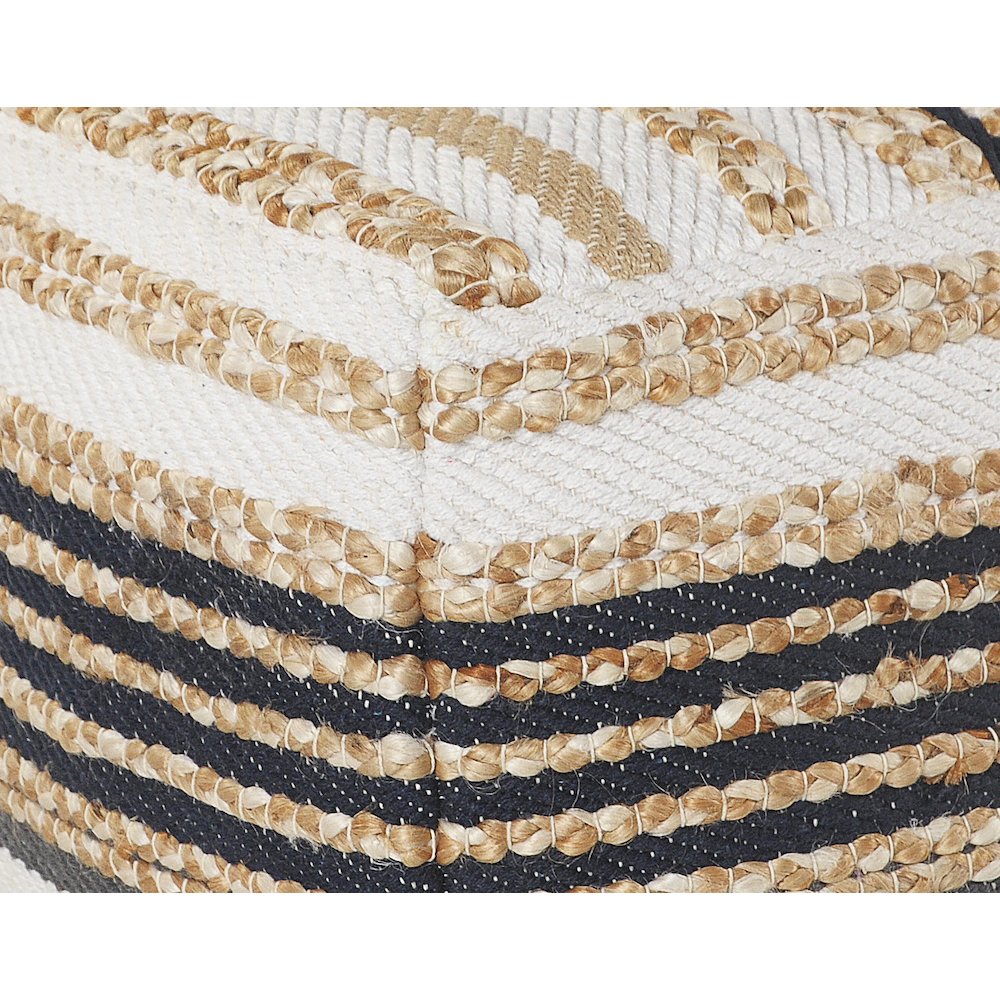 Spruce Jute Blend Indoor Pouf in Tan/Blue, 18" x 18" x 14". Picture 4