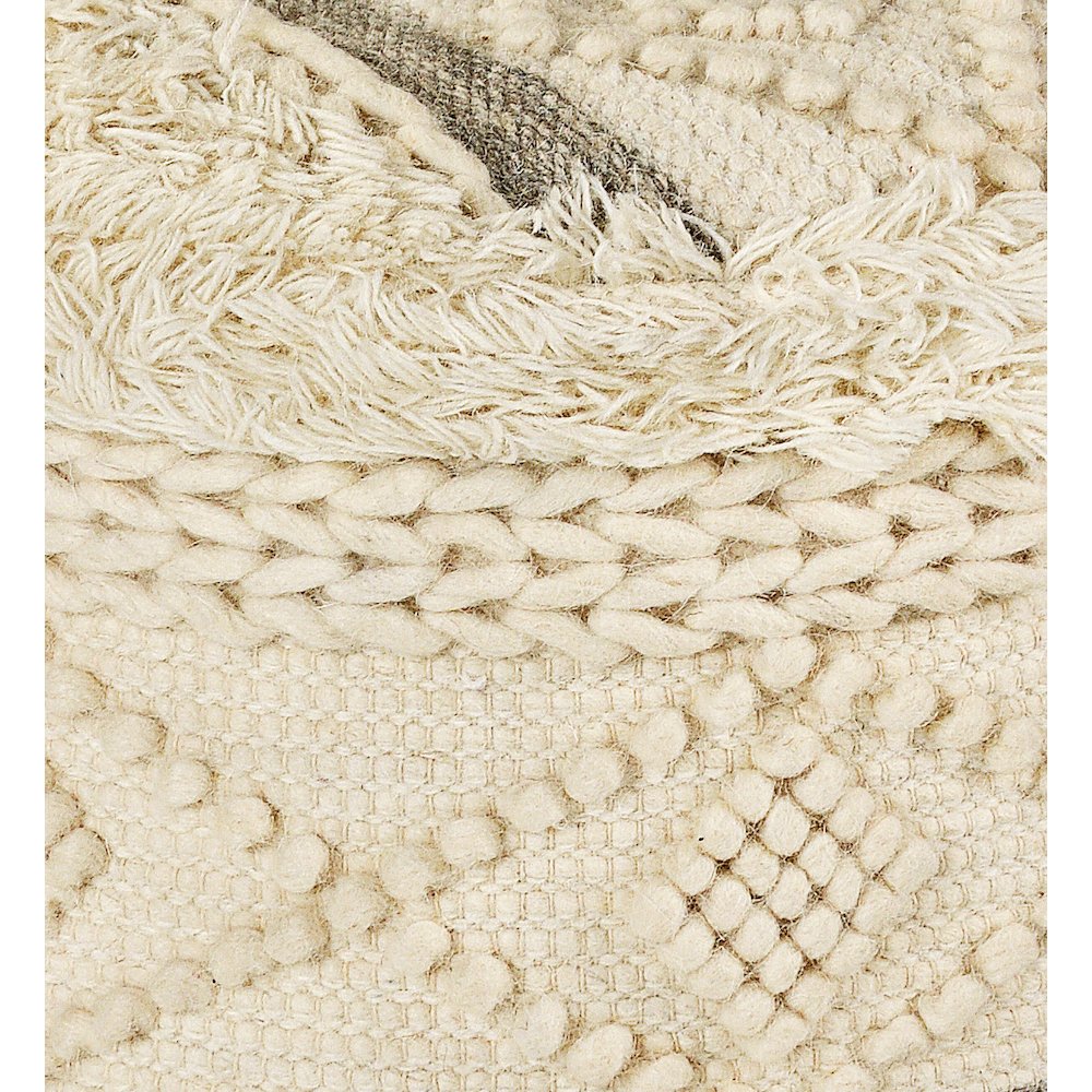Astrid  Wool Blend Pouf Indoor in Cream/Gray 18" x 18" x 14". Picture 2