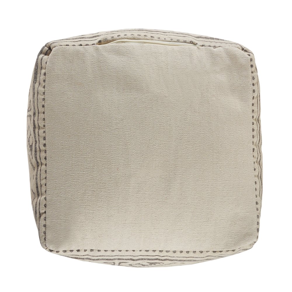 Beige/Gray Tribal Handmade All-Natural Cotton Ottoman Pouf. Picture 4