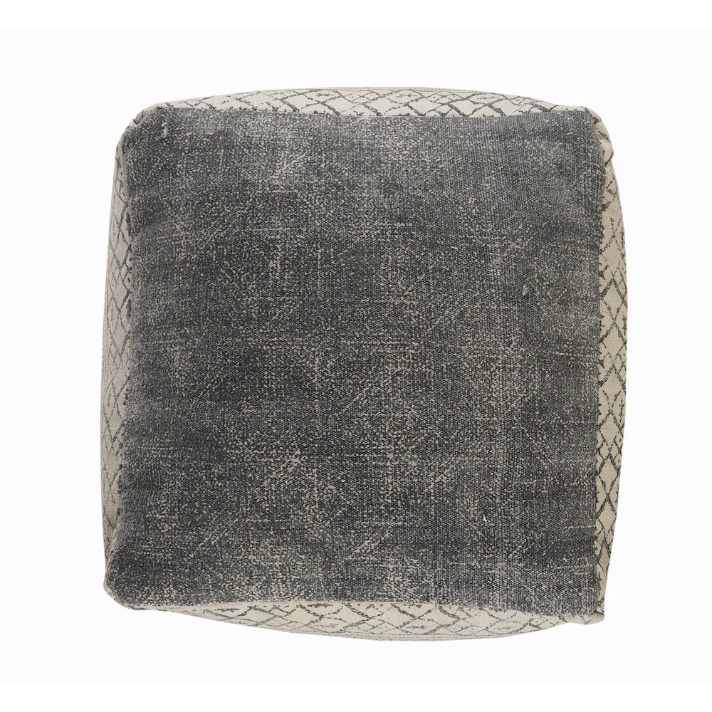 Cream/Gray Tribal Handmade All-Natural Cotton Ottoman Pouf. Picture 3