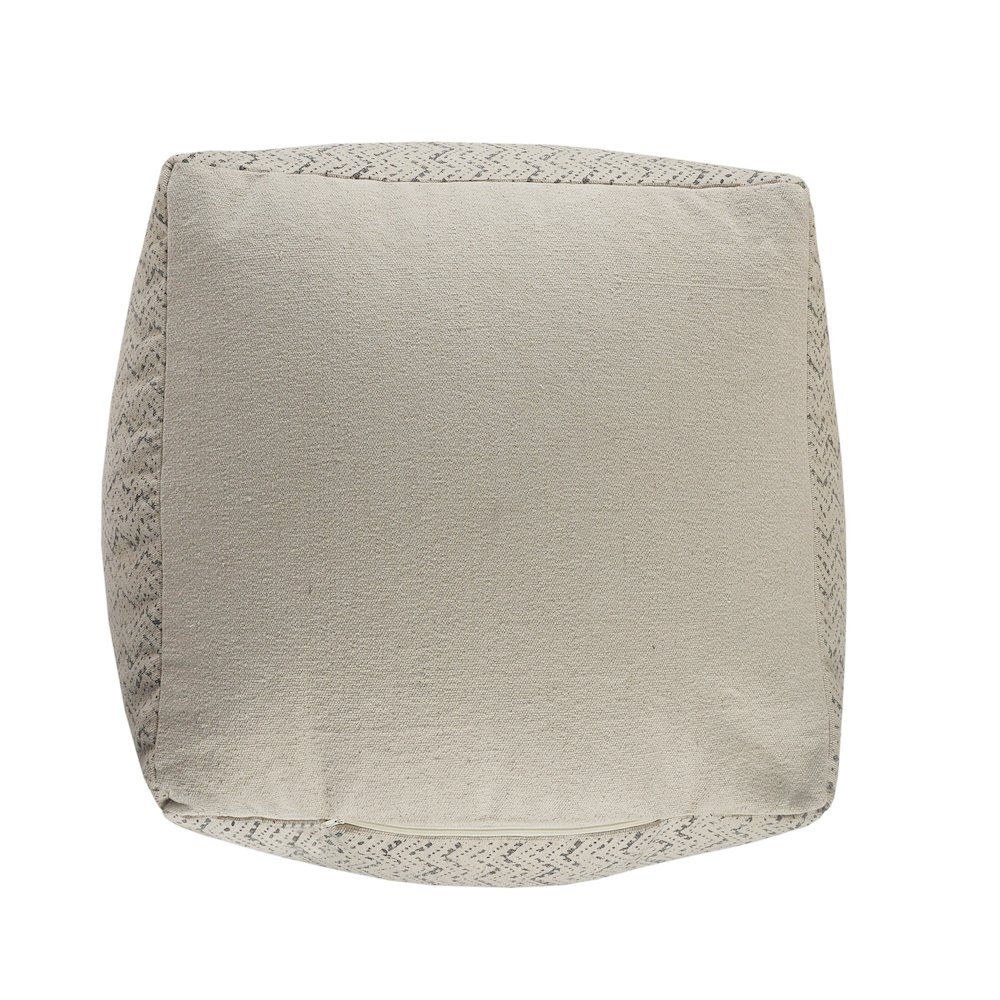 Cream/Gray Tribal Handmade All-Natural Cotton Ottoman Pouf. Picture 4