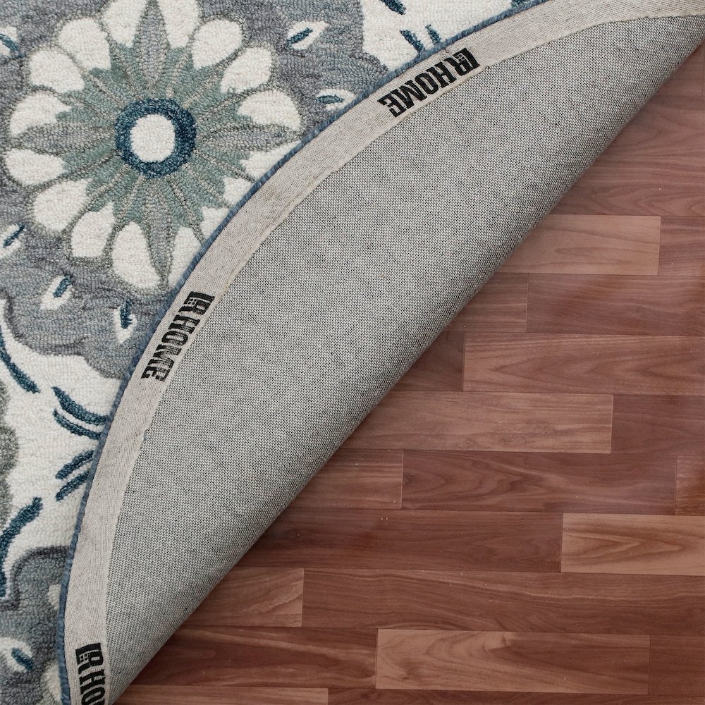 RugsA Ivory/Gray Suzani Wool Round Rug. Picture 6