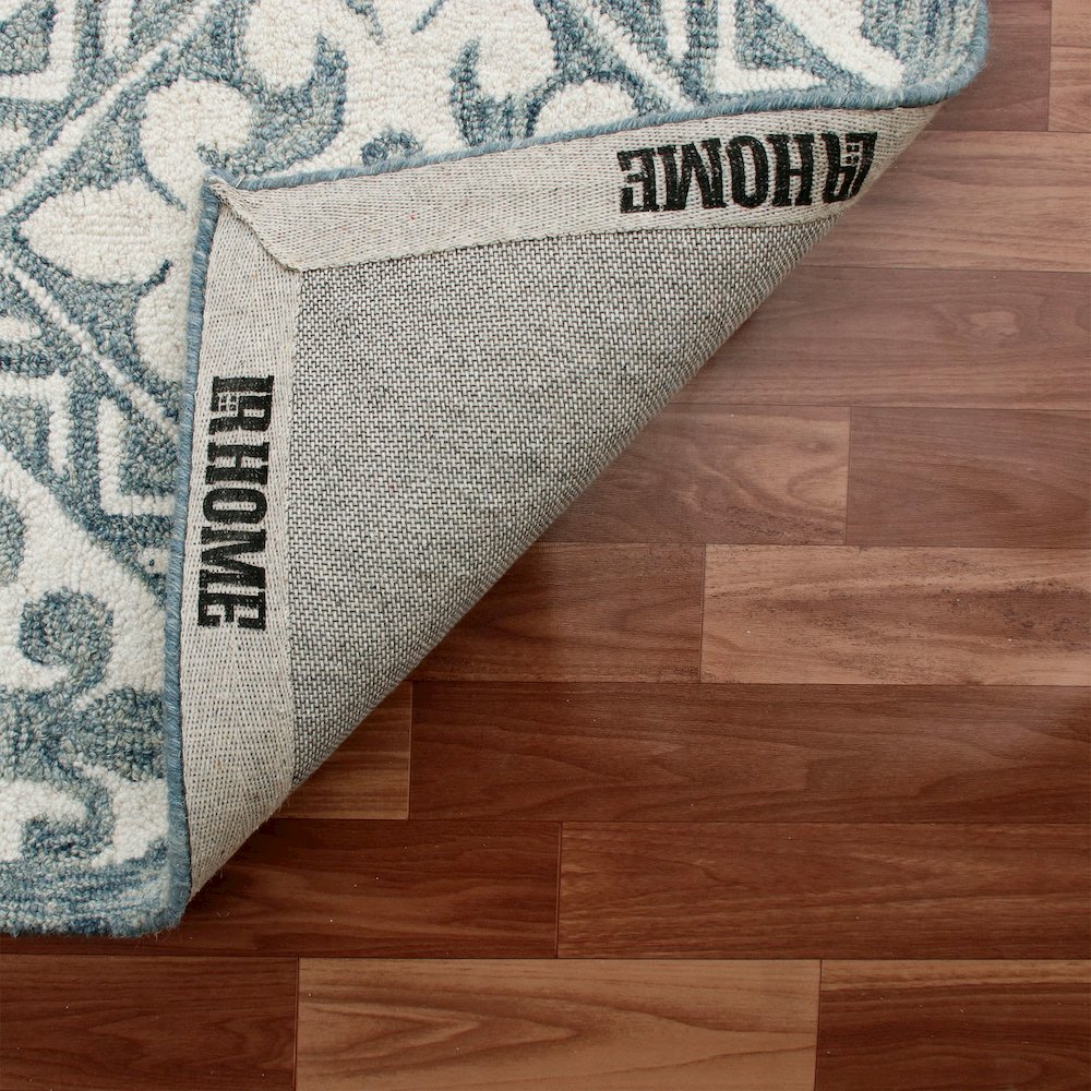 Indigo Floral Hand-Tufted Wool Runner Rug. Picture 5