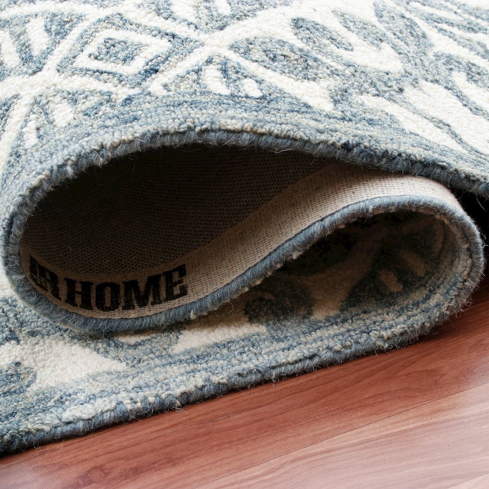 Indigo Floral Hand-Tufted Wool Runner Rug. Picture 6