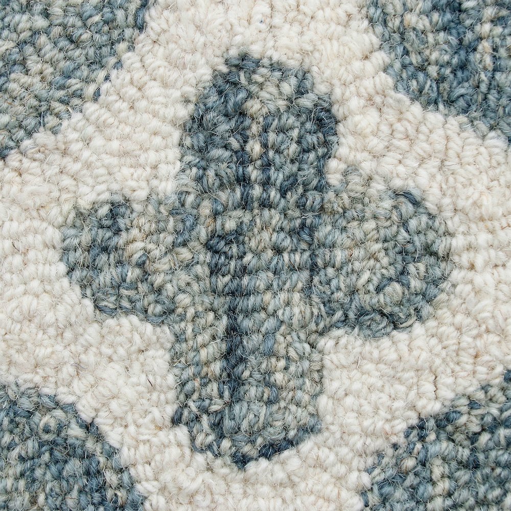 Indigo Floral Hand-Tufted Wool Runner Rug. Picture 3