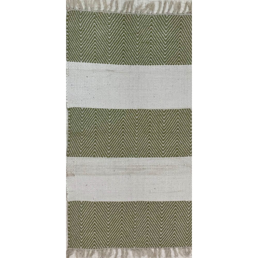 RugsA Olive Gray/Ivory Farmhouse Striped Wool Area Rug, 2'3" x 3'9". Picture 1