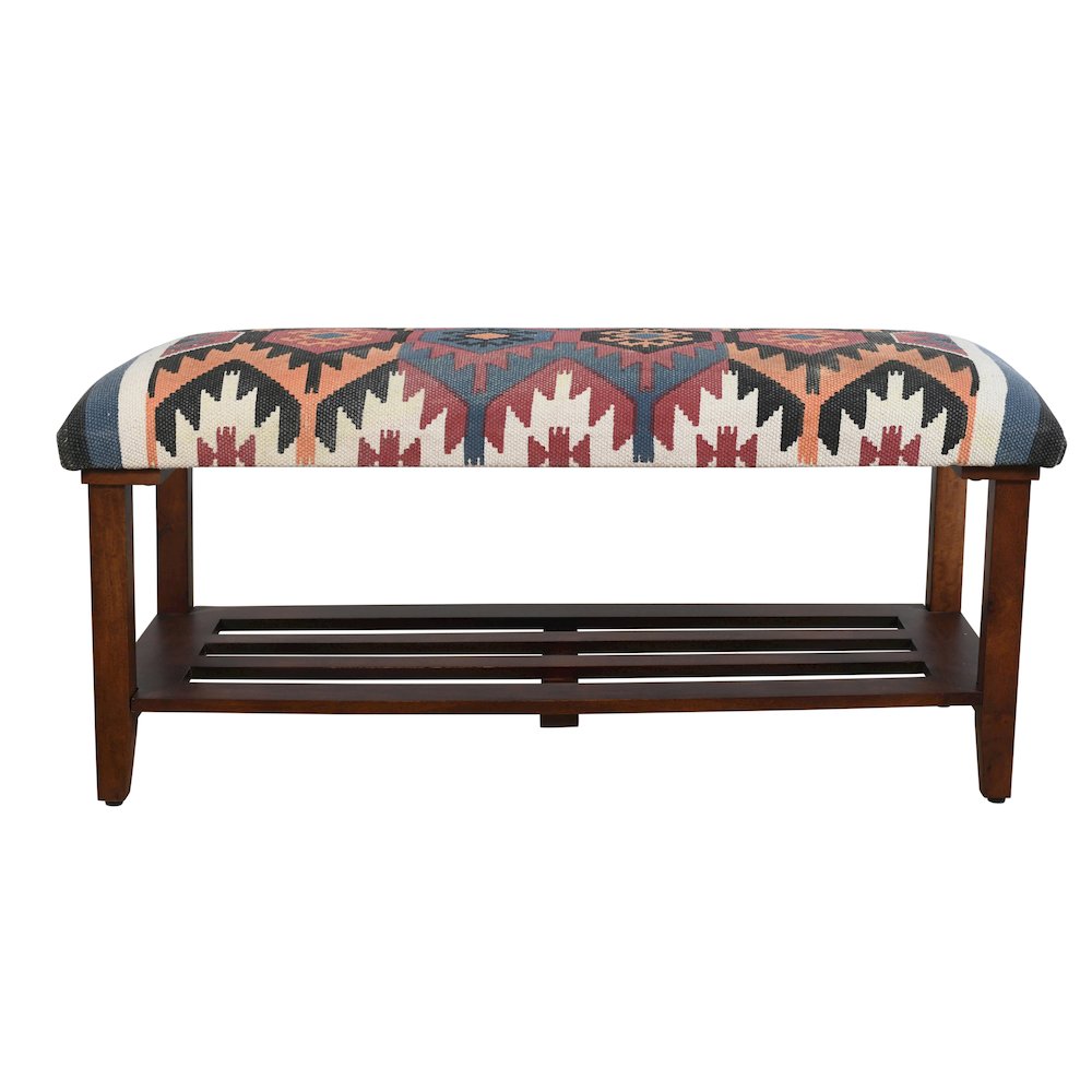 Reno Accent Bench Brown Finish 40" W x 16" D x 18" H, Multicolored. Picture 1