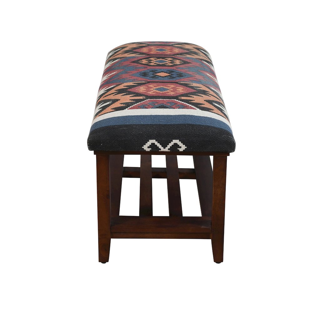 Reno Accent Bench Brown Finish 40" W x 16" D x 18" H, Multicolored. Picture 3