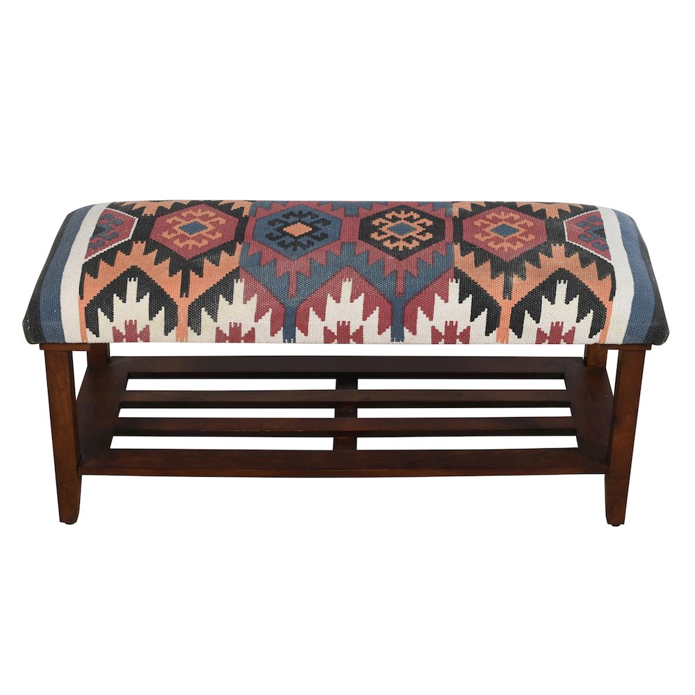 Reno Accent Bench Brown Finish 40" W x 16" D x 18" H, Multicolored. Picture 7