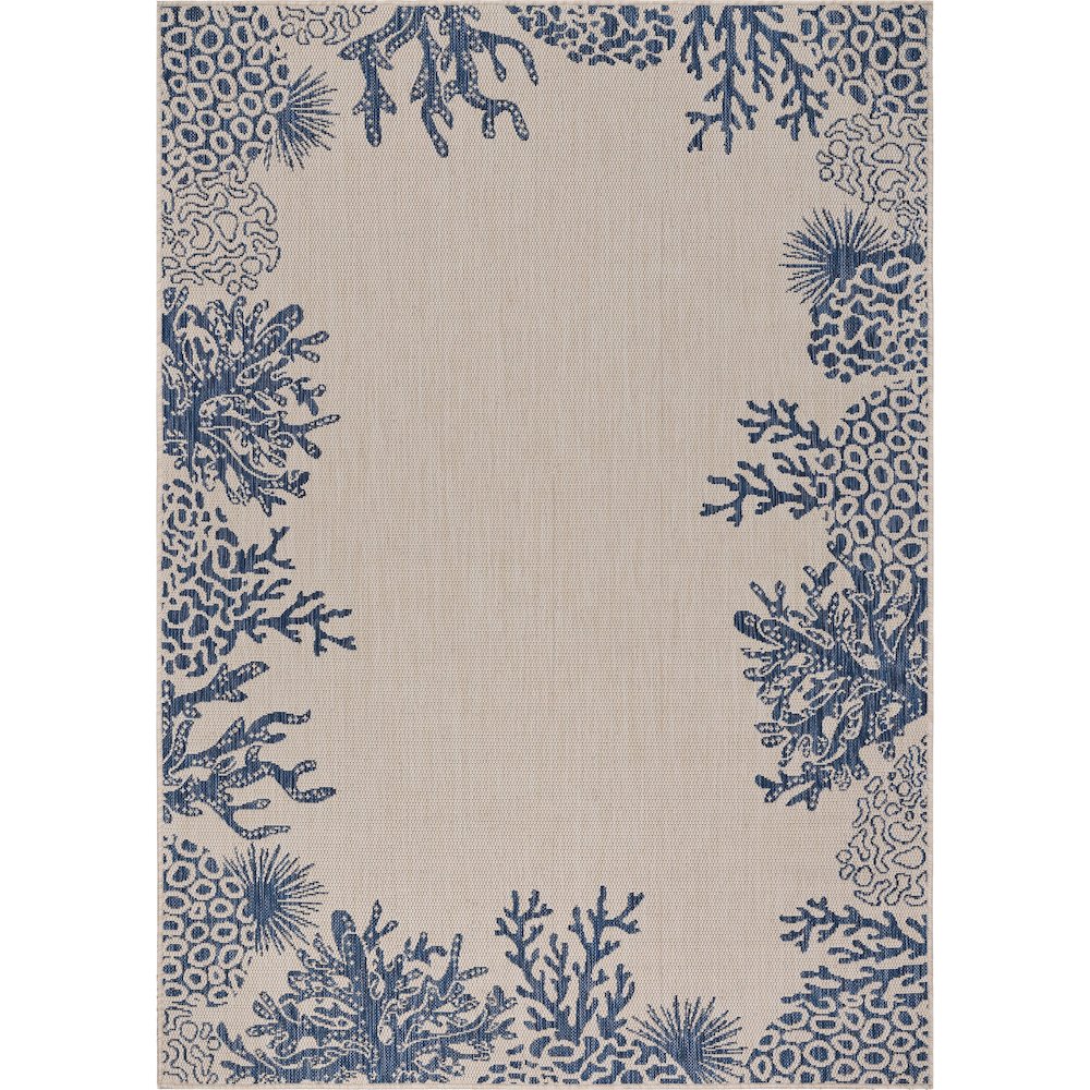Coastal Bordered Coral Reef Indoor Outdoor Rug. Picture 1
